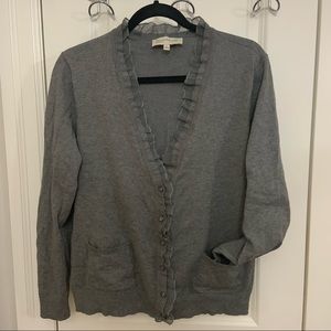 XL 🐨 Jones New York Ruffle Cardigan in grey